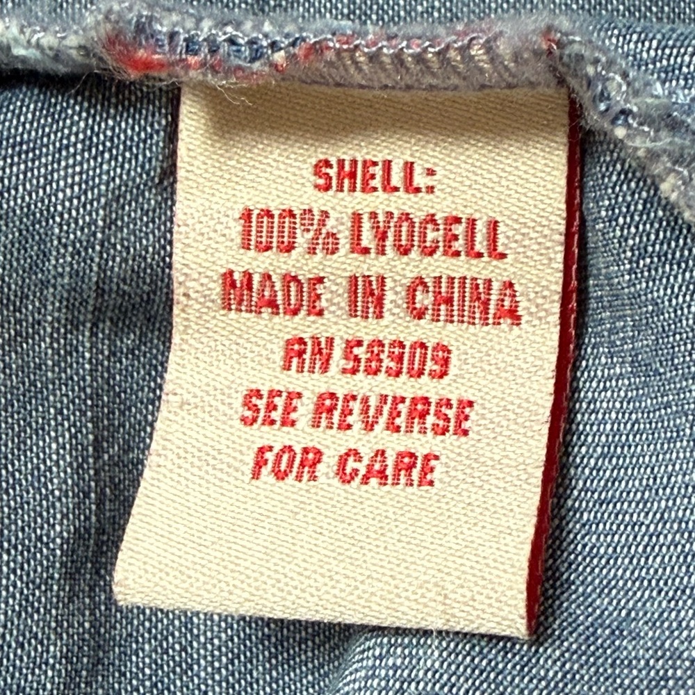 REBA Denim Shirt Dress Western Style Floral Embroidery - Medium Wash - Picture 9 of 10